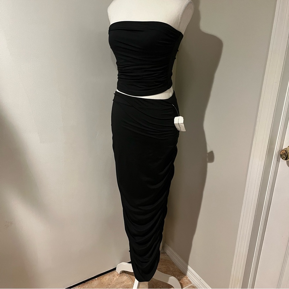 Hey Babe Strapless Ruched Skirt Set